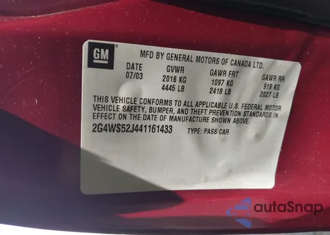 2004 Buick Century из США, поврежденный, VIN 2G4WS52J441161433